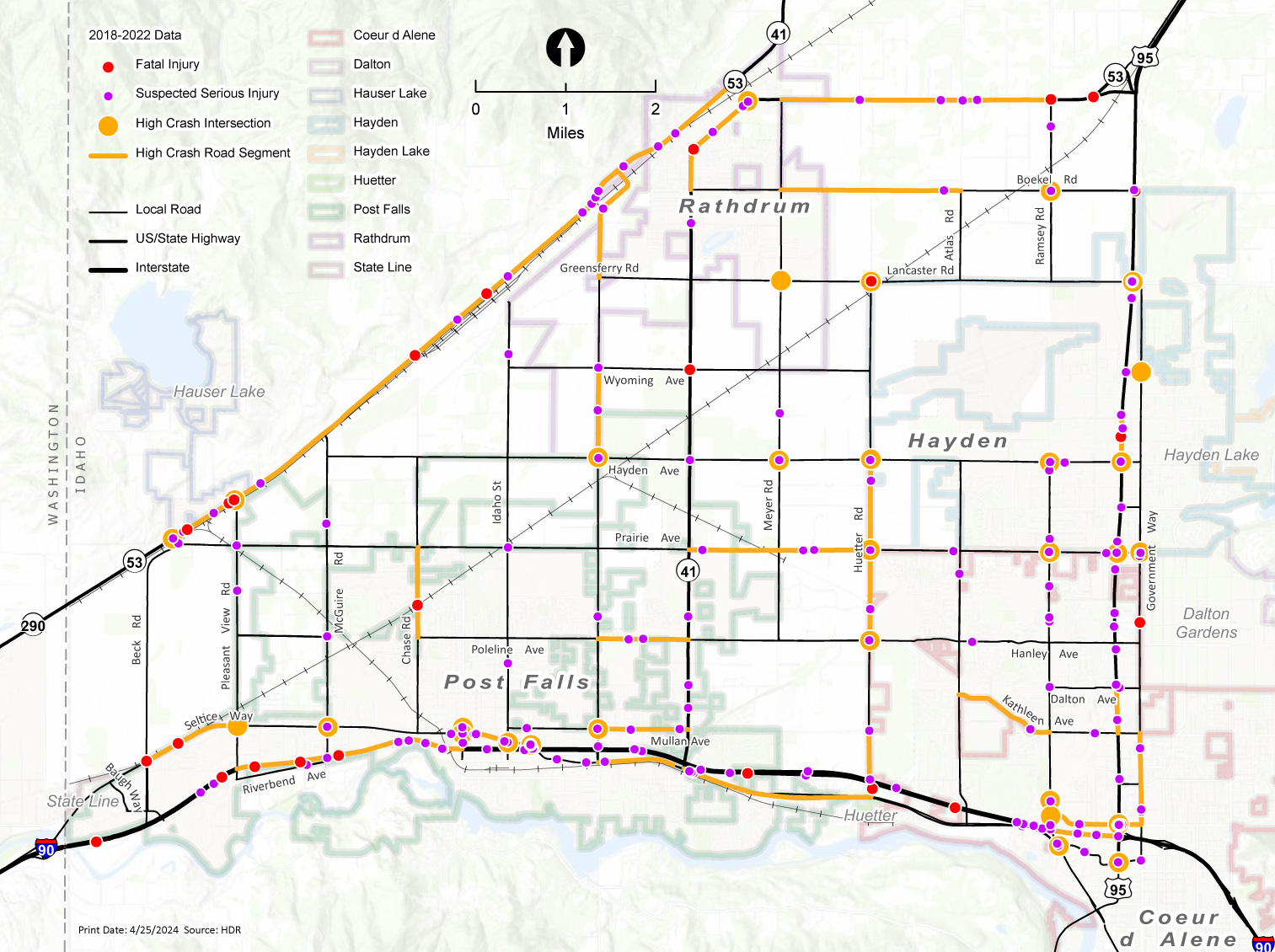 Map of crash locations.